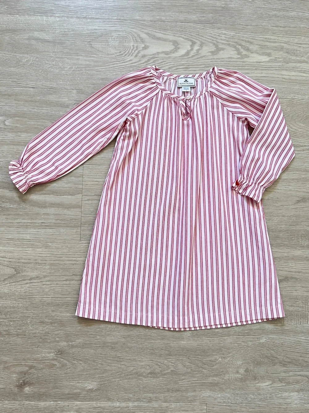 Petite Plume Delphine Nightgown Girls 4 Antique Red Ticking Stripe Pajama
